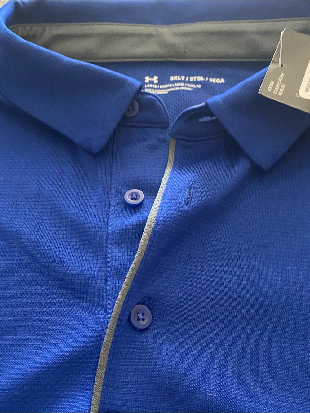 Men’s Under Armour Blue Performance Polo with Grey Trim 3XLT - Picture 4 of 7
